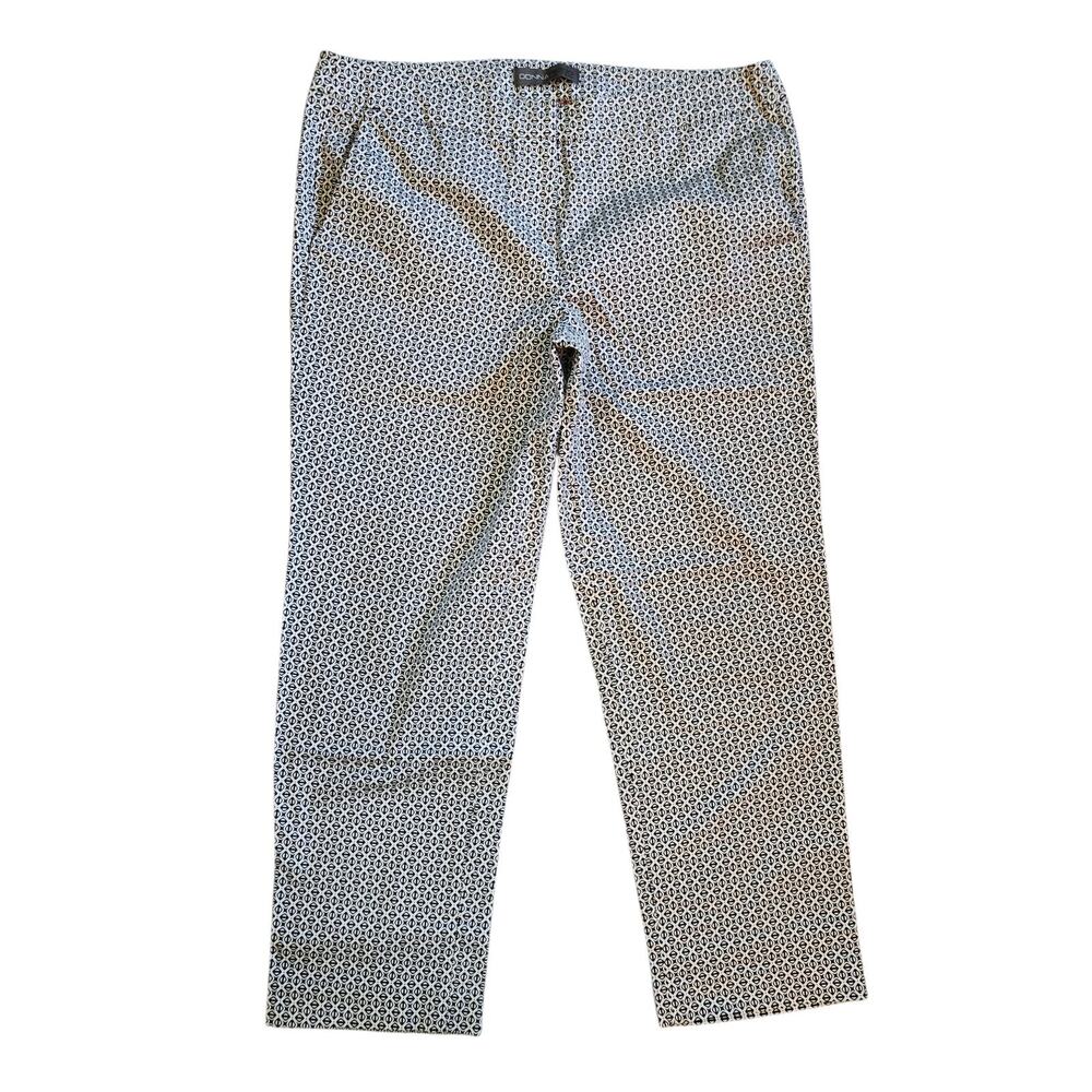 Donna Ricco Womens Casual Chino Pants Size 14 Geometric Tapered Leg Stretch